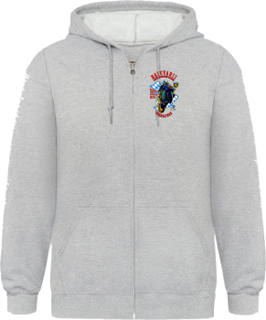 Preview: Graues Baiuvarii Oberbayern Upper Bavaria Biker Hoodiejacke - Unisex hinten